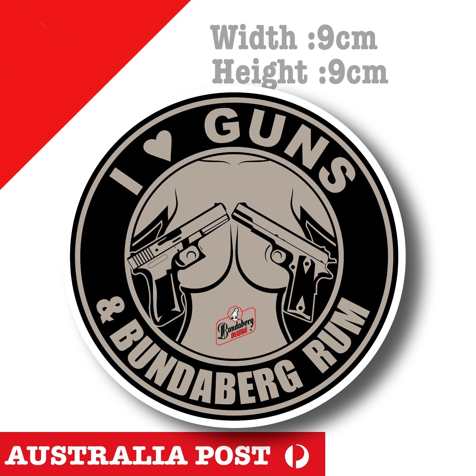 I love Guns & Bundaberg Rum Logo, Beer, Fridge, Toolbox Decal Sticker