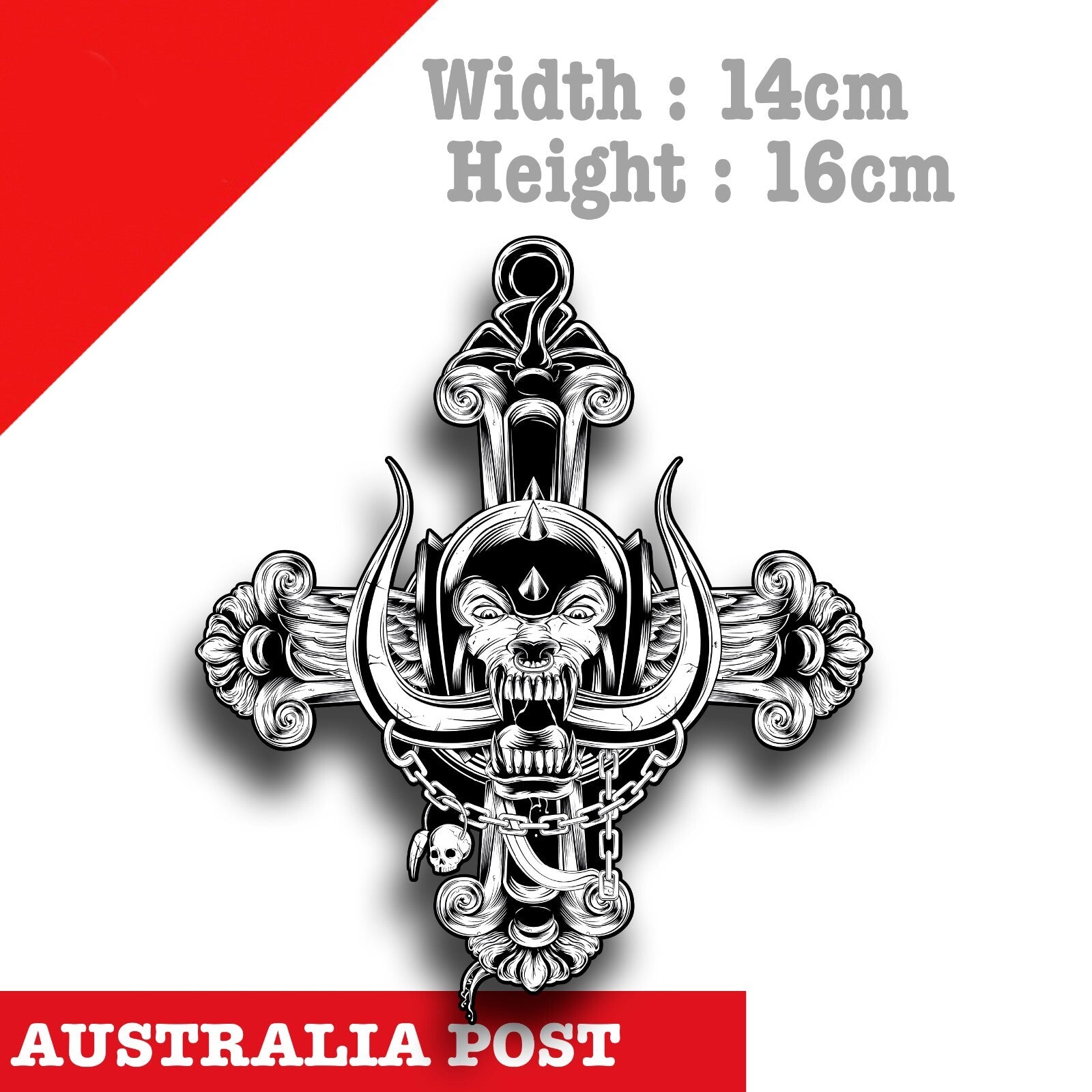 Motorhead Skull CROSS Logo, Motorcycle,Fuel Tank, Helmet, Motorcycle Sticker