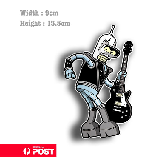 Futurama Bender Heavy Metal Guitar Funny Character  Vinyl Sticker 