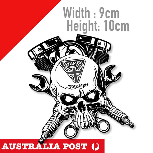 SKULL HEAD TRIUMPH Motorcycle Engine ,Racing, Skull  Sticker