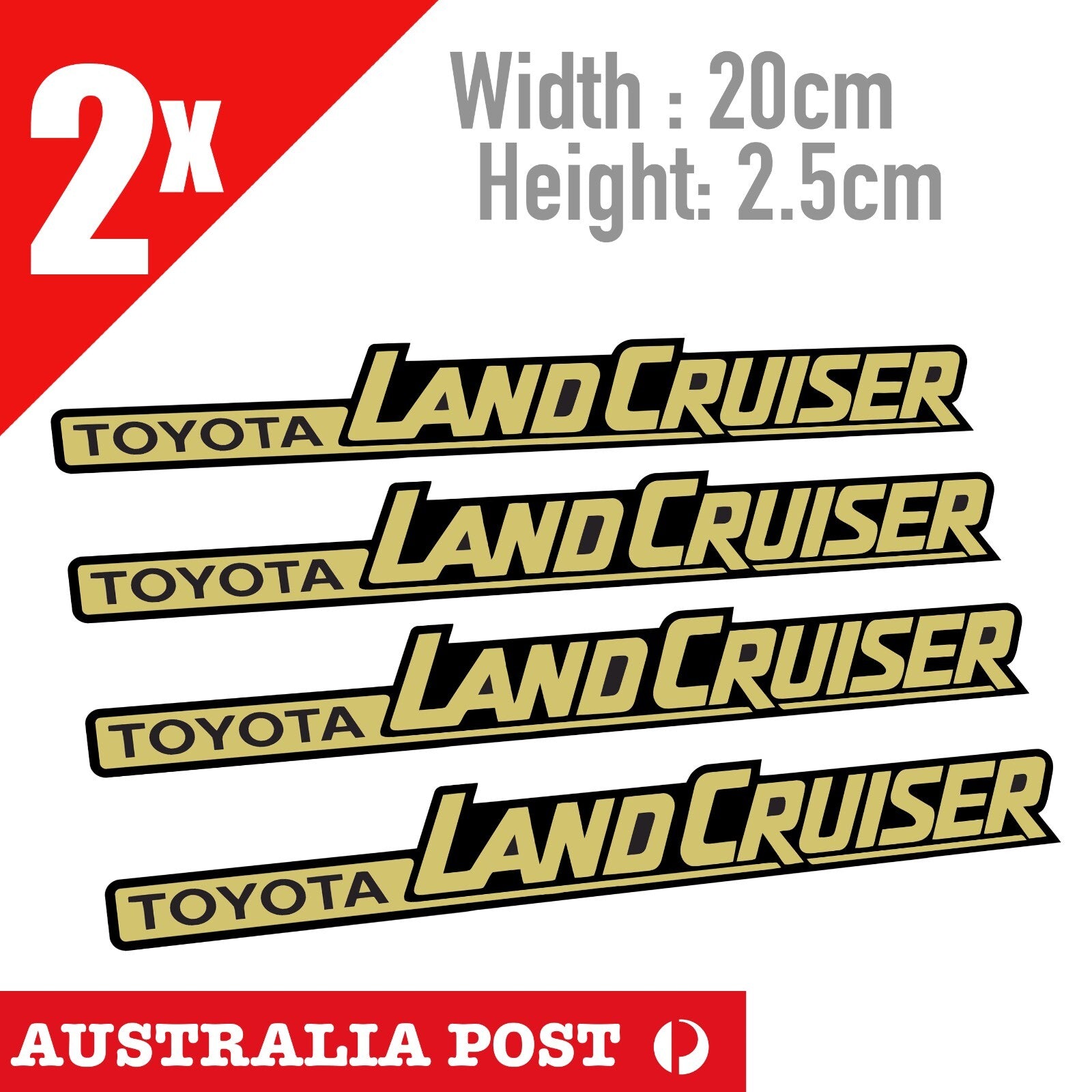 TOYOTA Land Cruiser  GOLD Logo Hilux 4x4 Truck Ute, 4Runner x4 Stickers