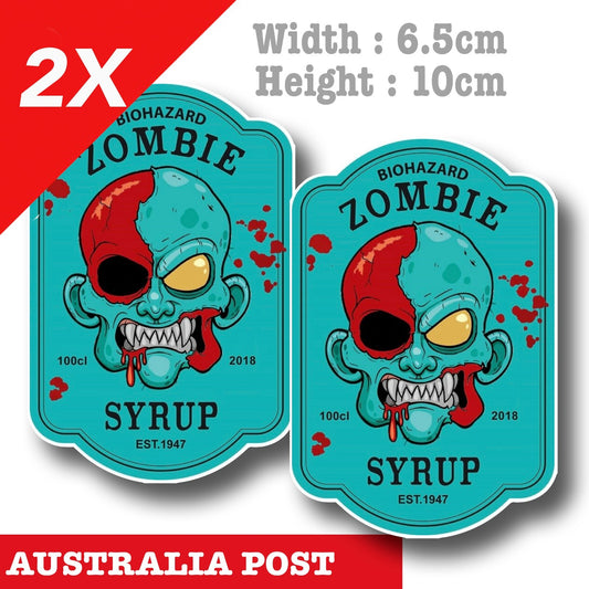 Zombie Syrup Label , Zombie Label, Funny Zombie Biohazard Label  Decal Sticker