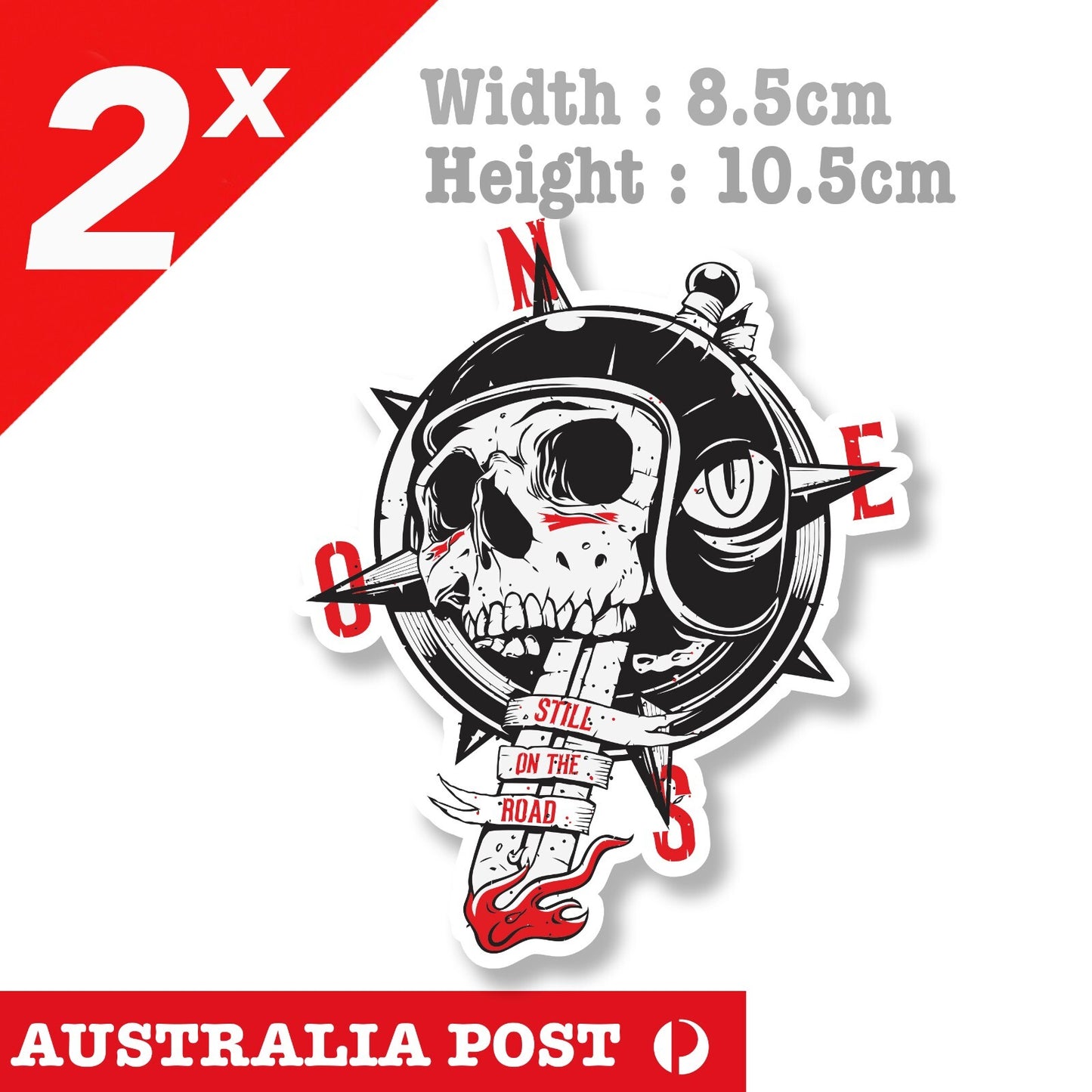 Skull Dagger compass , Motorcycle, Helmet, Fuel Tank, Car, Ute, Truck Sticker
