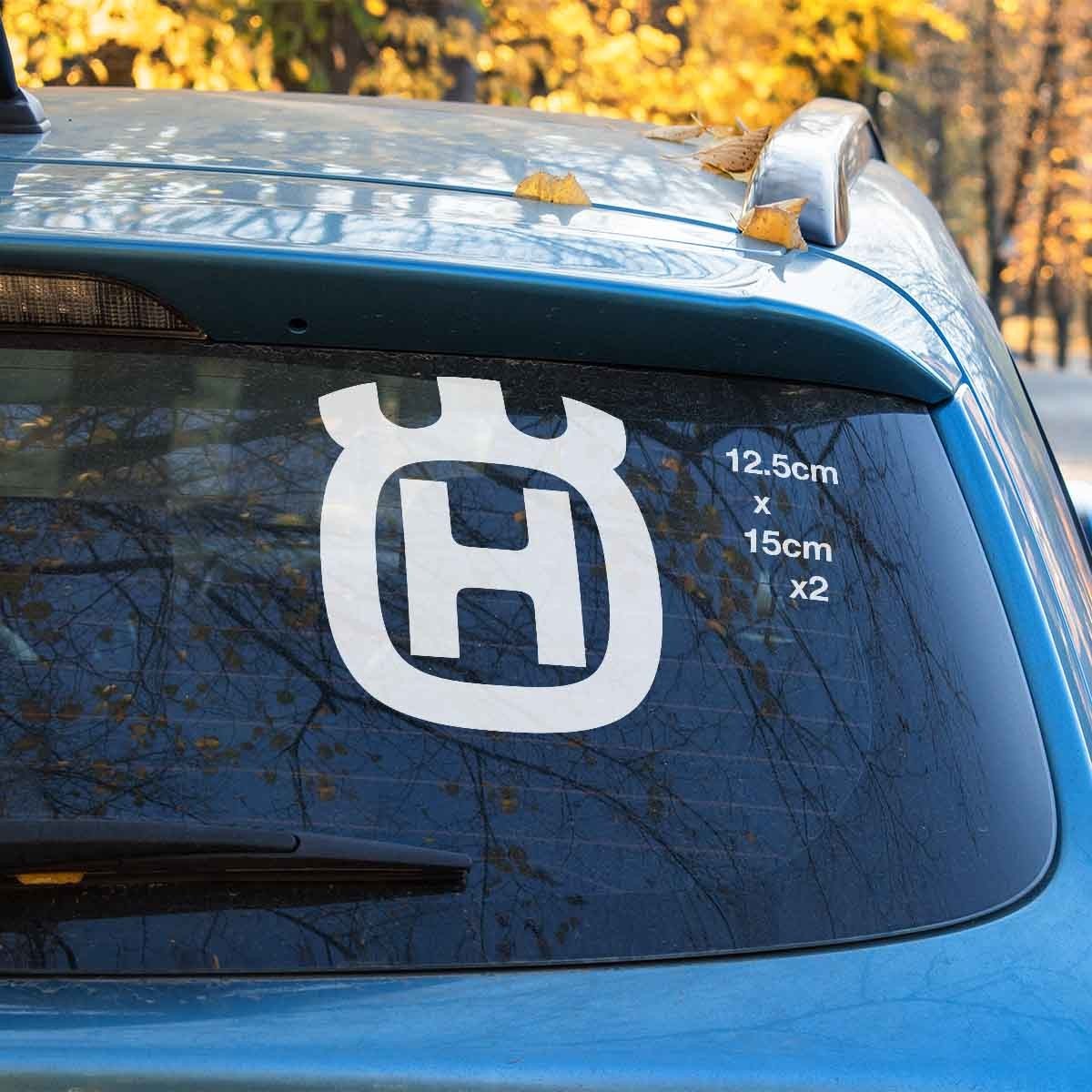 HUSQVARNA WHITE Logo, Motocross Lawn Mower Chainsaw Motorbike WINDOW  Sticker