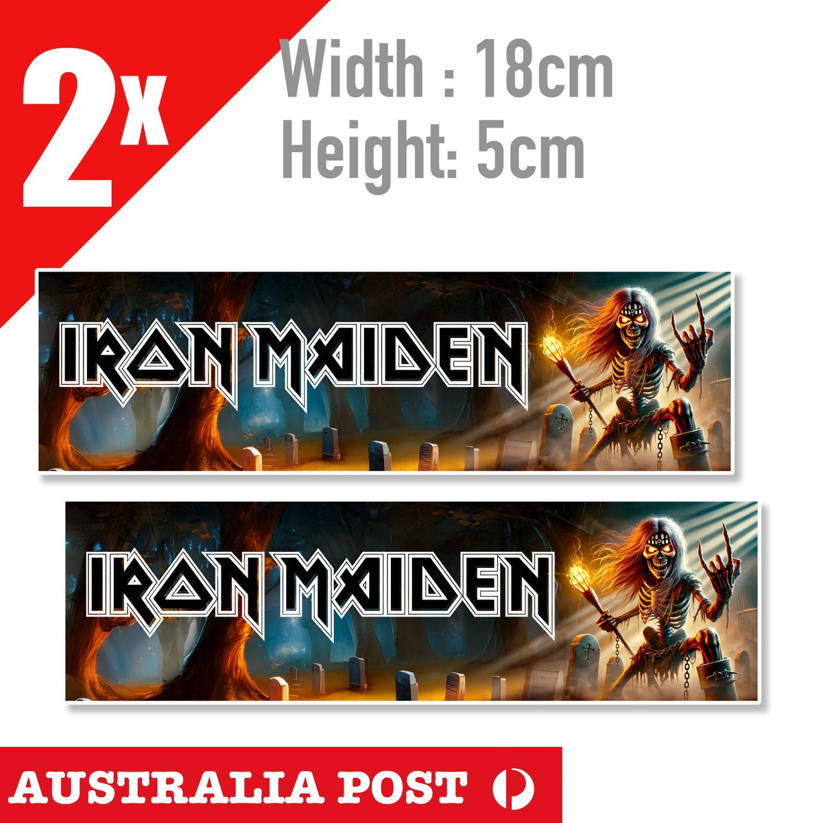 Iron Maiden Skeleton QUEST for Fire Banner Sticker Decal band album