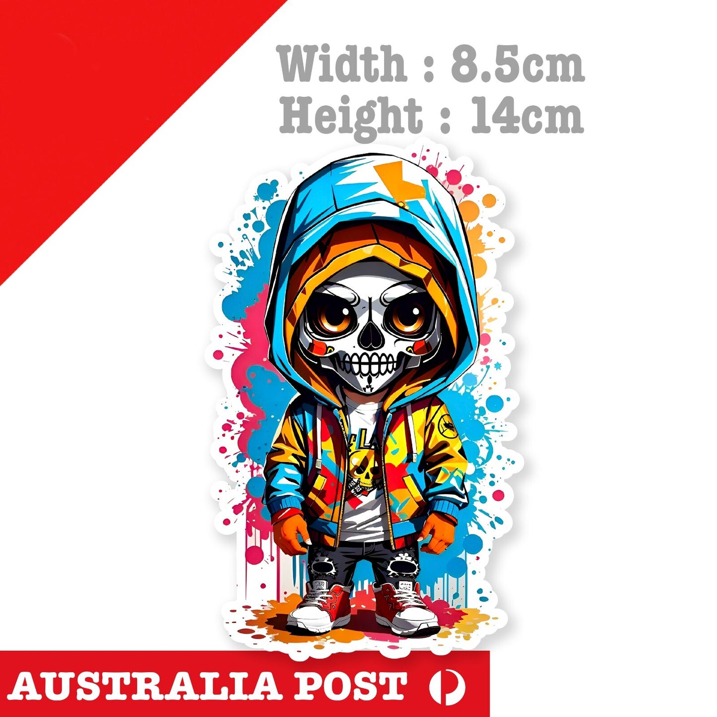 Day Of the Dead Skull Face, Cute Skull Rainbow Skull  Sticker