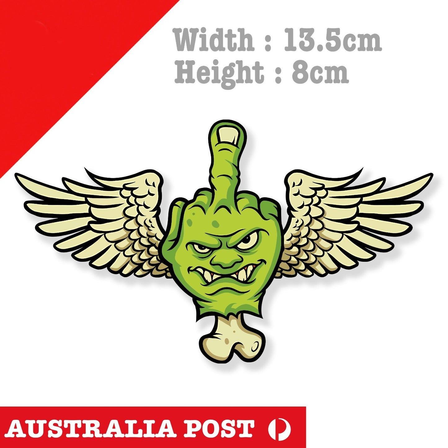 Zombie Hand with Wings Middle Finger Funny Motorcycle, Car Window Sticker