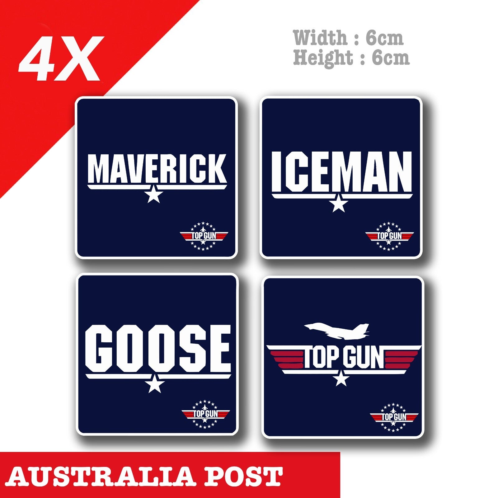 Top Gun , Maverick, Goose, Ice Man , Top Gun Logo Sticker