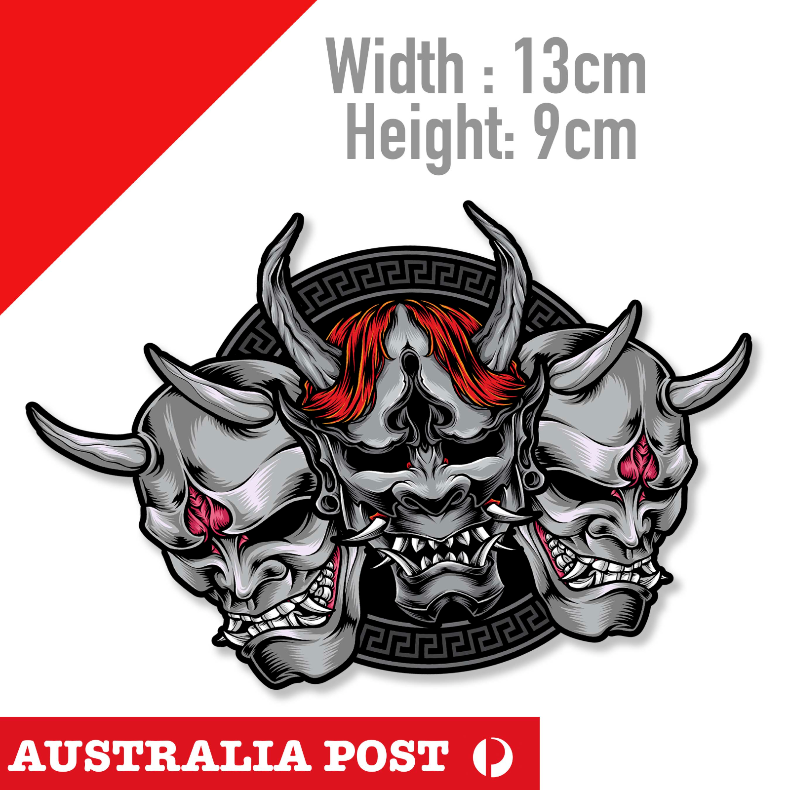 Demon Oni Mask , Skull Head With Horns,SKULL BAPHOMET,  GOTHIC GRUNGE  Sticker