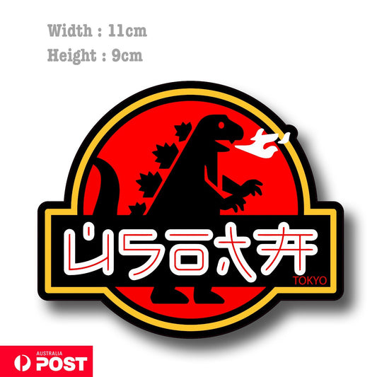 Jurassic Park Godzilla Tokyo Japan JDM  Funny Laptop , Car  Decal Sticker