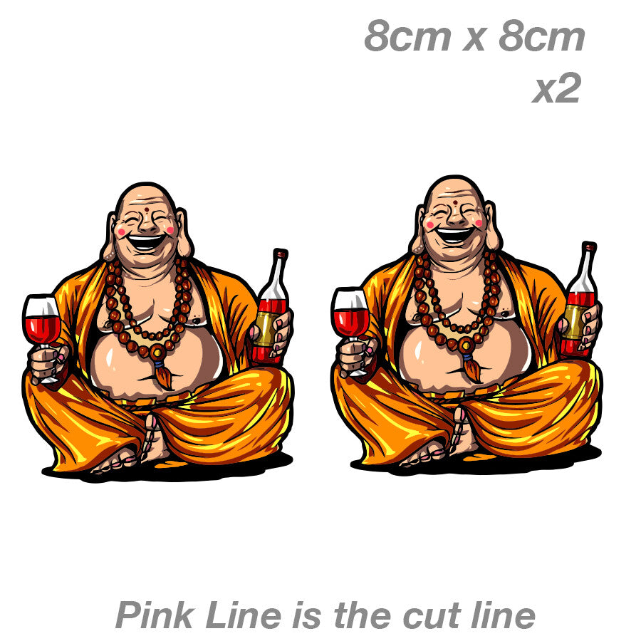 Buddha Drinking Wine Funny Vinyl  Sticker 