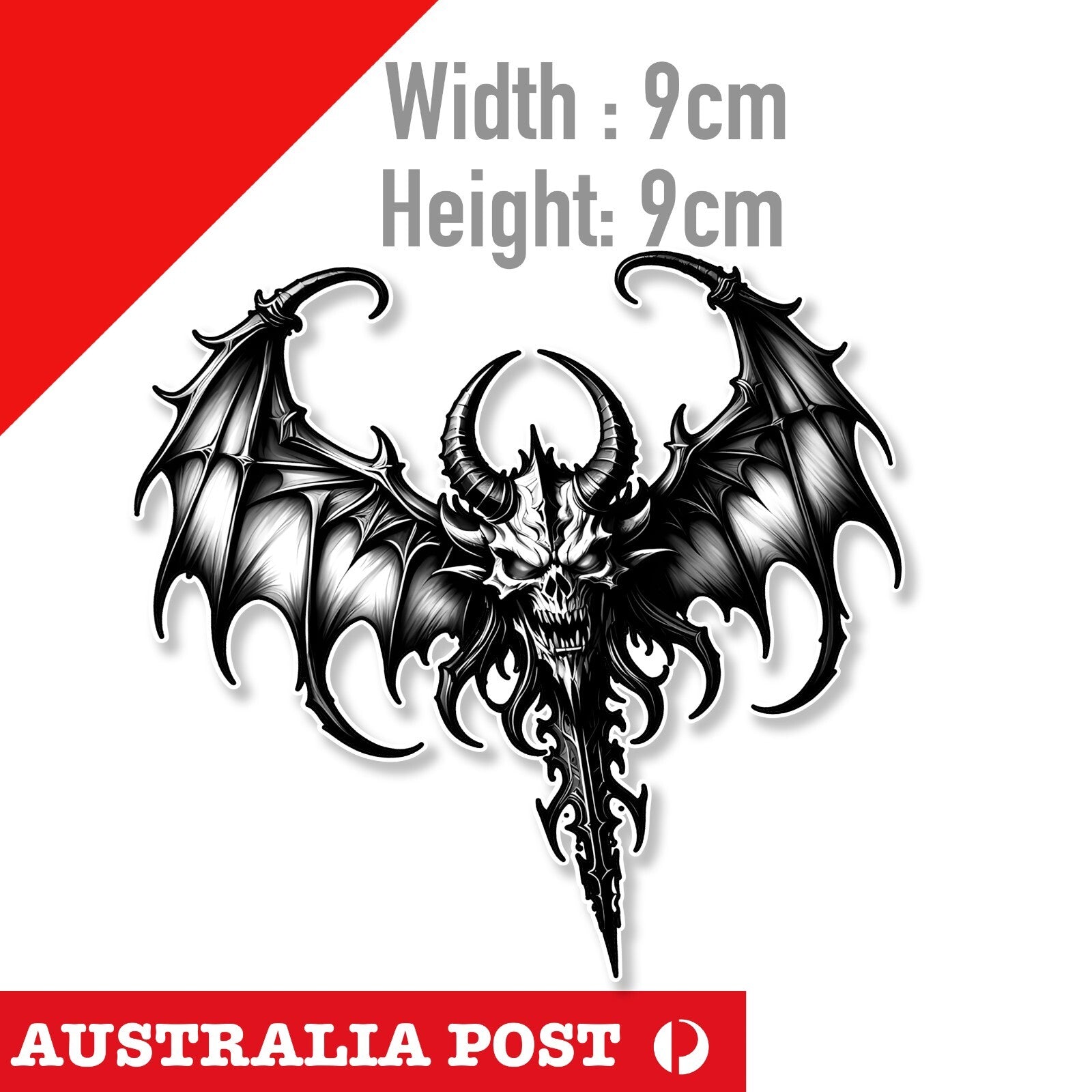 Devil Skull  with Horns and Wings , Skull,Evil  Scary Monster Sticker