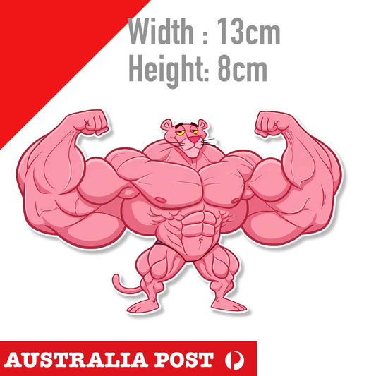 Pink Panther Gym Funny Jacked Cartoon Vintage Sticker
