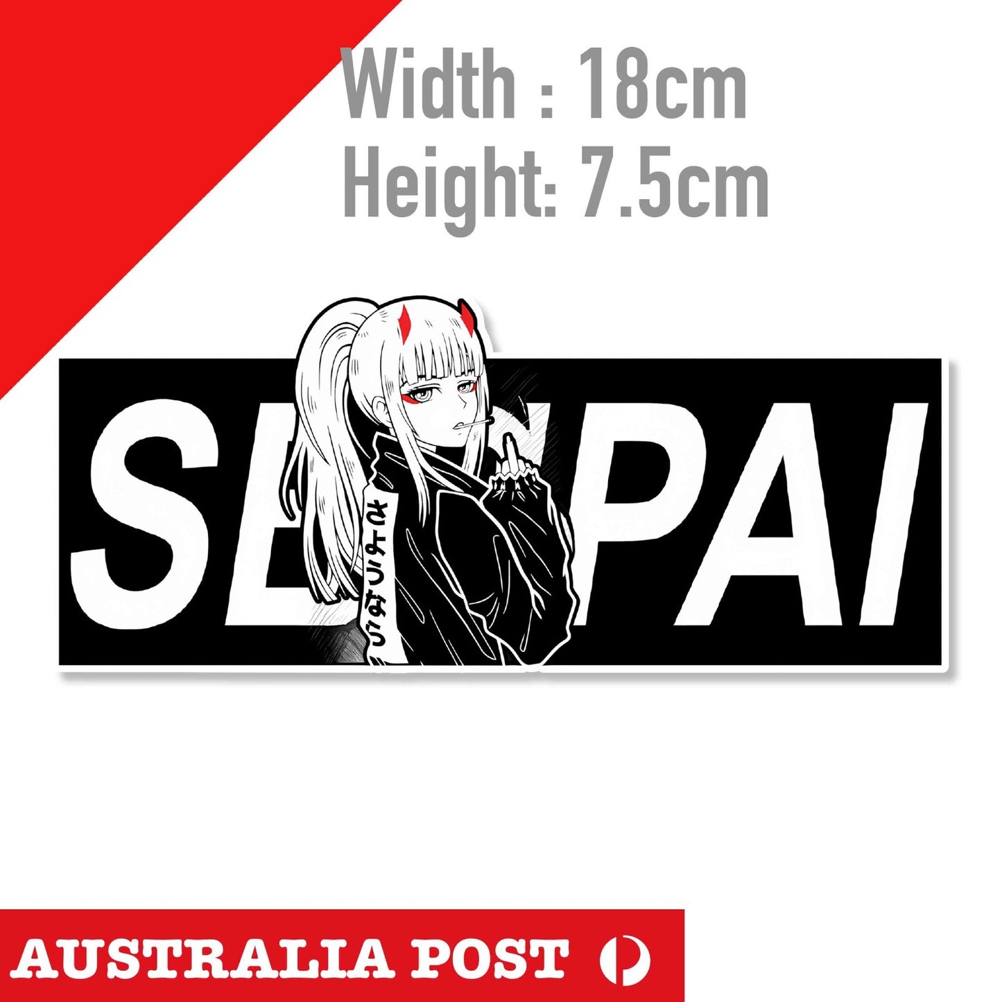 Darling in the Franxx, Zero Two Senpai Cute Anime JDM SENPAI Sticker