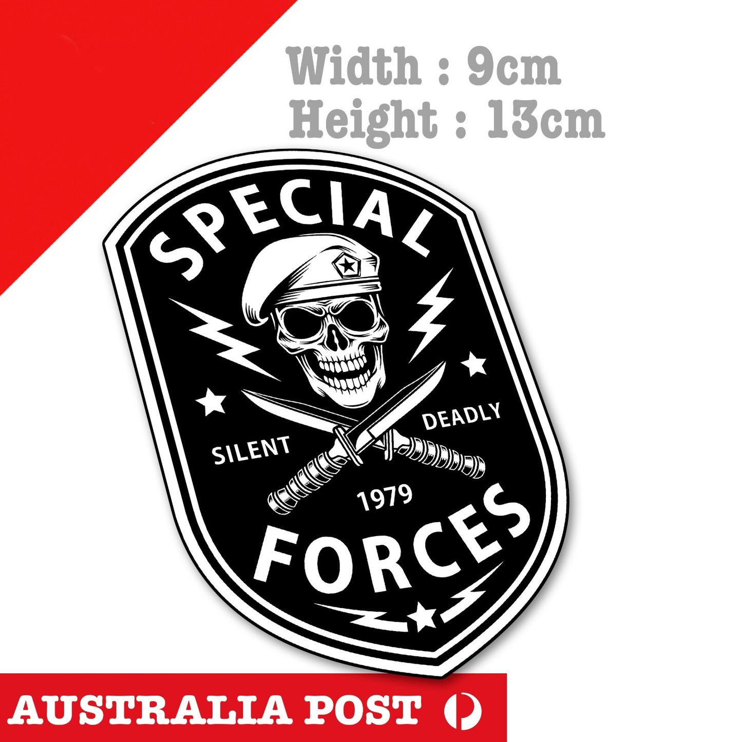 Special Forces Skull Badge, Skull with Knife Sticker