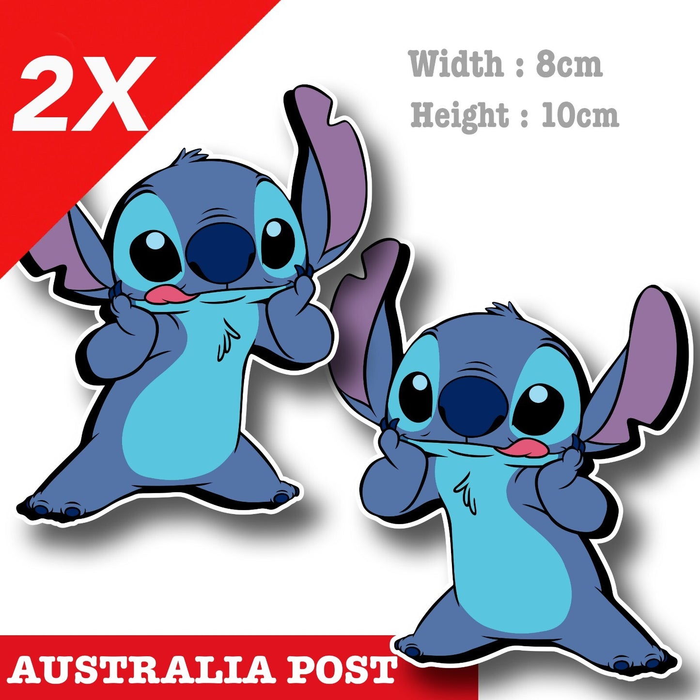 Disney Stitch, Lilo & Stitch cartoon Character x2 Decal Stickers