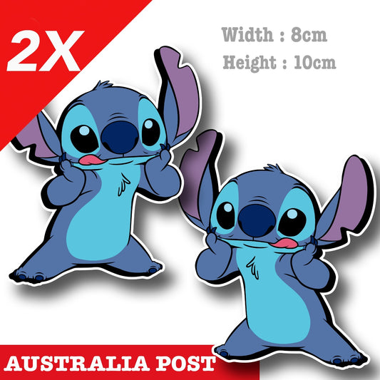 Disney Stitch, Lilo & Stitch cartoon Character x2 Decal Stickers
