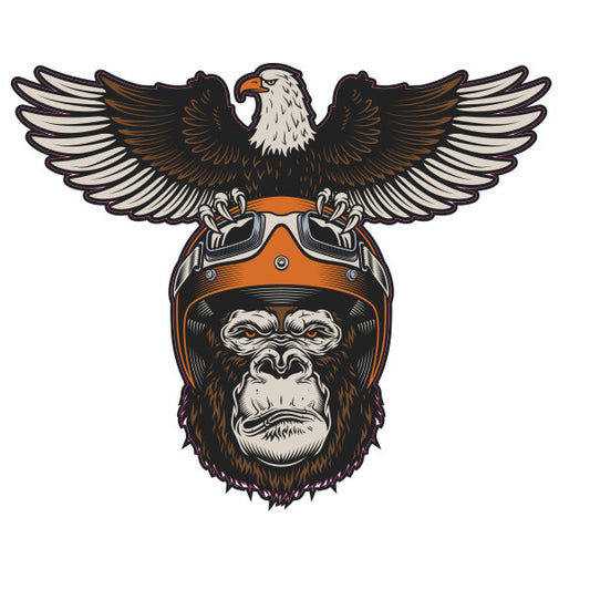 Gorilla with Eagle Laptop , Car  Decal Sticker 