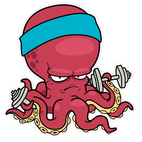 Workout Octopus Funny  Laptop , Car  Decal Sticker 