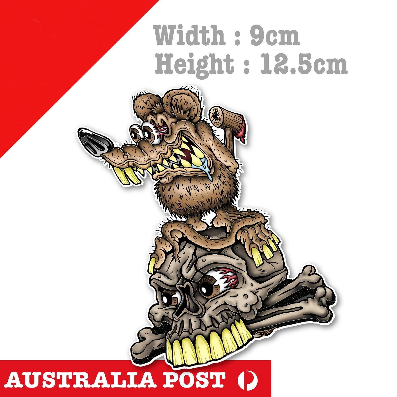 Rat Fink Skull Head Sticker