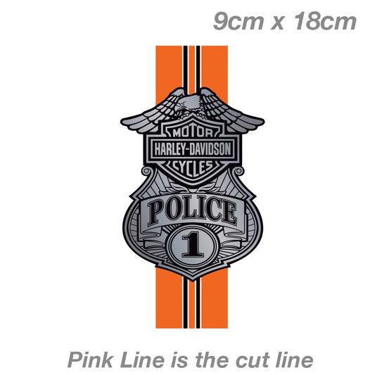 Harley Davidson Police Logo with Orange stripes Motorcycle Sticker