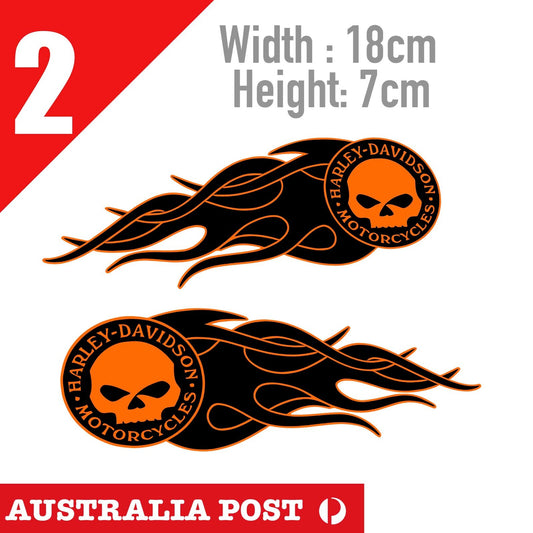 Harley Davidson Flame Skull Head Fuel Tank Logo,Laptop, Helmet, Bike  Stickers