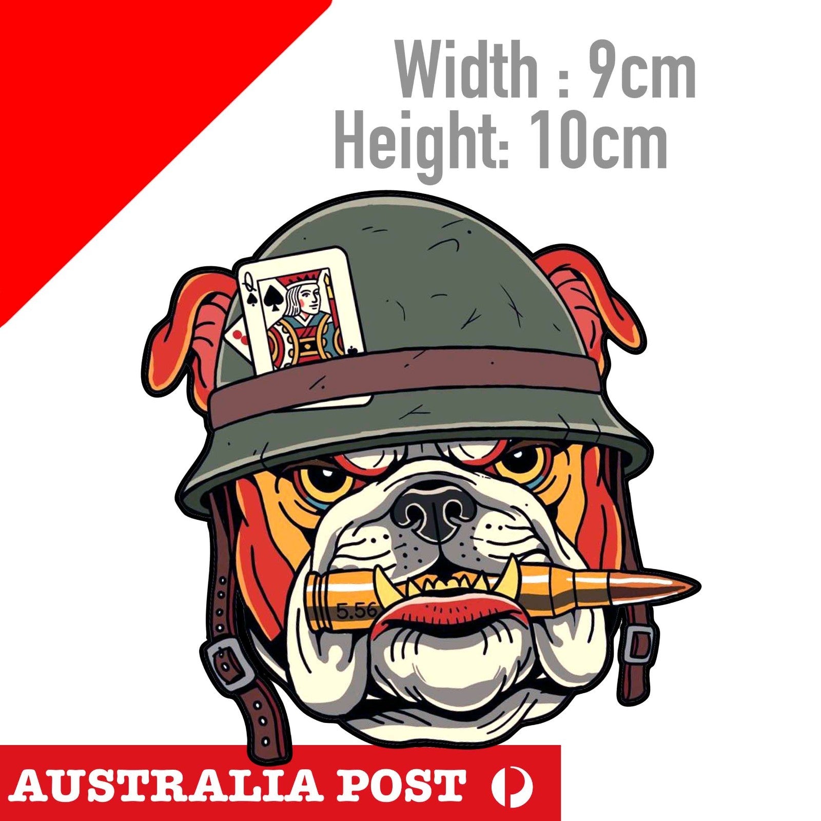 BullDog Funny Soldier, Animal, Bull Dog with Helmet  , Window Sticker