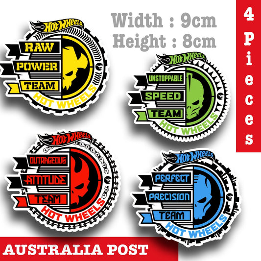 Hot Wheels Skull Badges, Hot Wheels Logo, 4 Pieces  Stickers