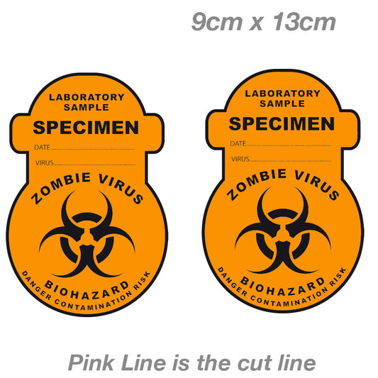 Zombie Virus Specimen Label  Vinyl  Sticker 