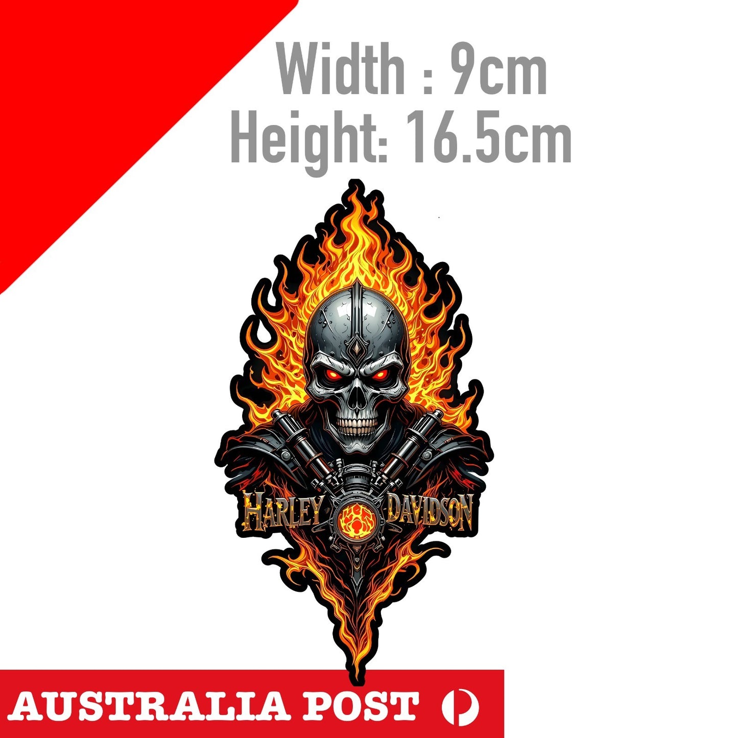 HARLEY Davidson Skull Head Flame For Laptop Motorcycle Car Ute Glass Sticker
