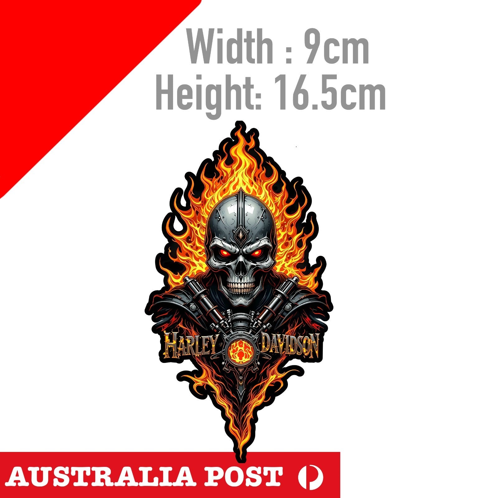 HARLEY Davidson Skull Head Flame For Laptop Motorcycle Car Ute Glass Sticker