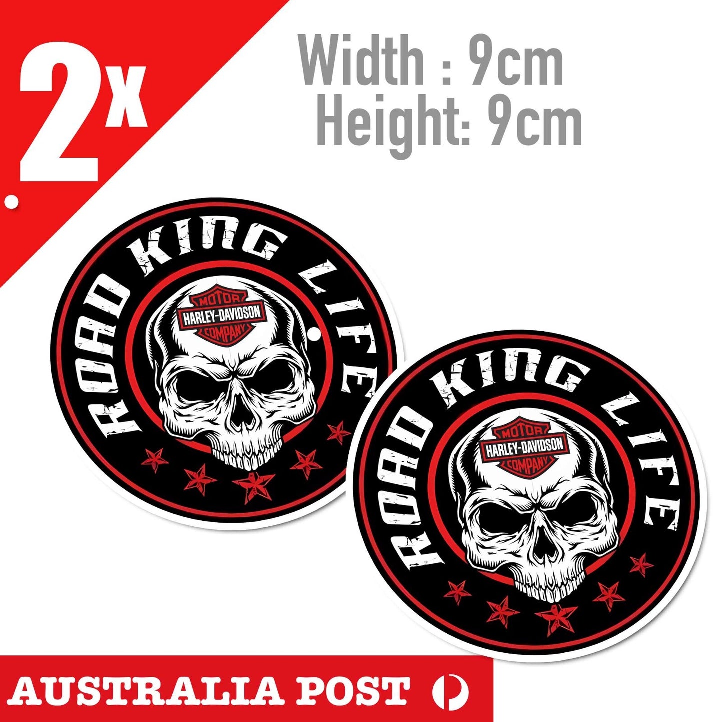 Harley Davidson Motorcycle ROAD KING LIFE SKULL Round Badge  Sticker