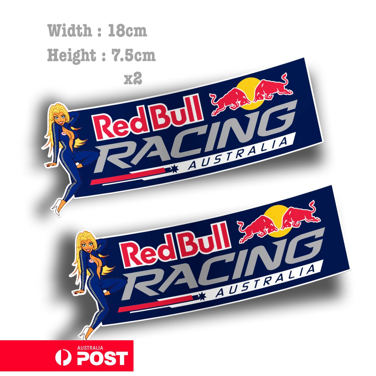 Red Bull Racing Australia Pin Up Girl Blonde Decal Vinyl Sticker 