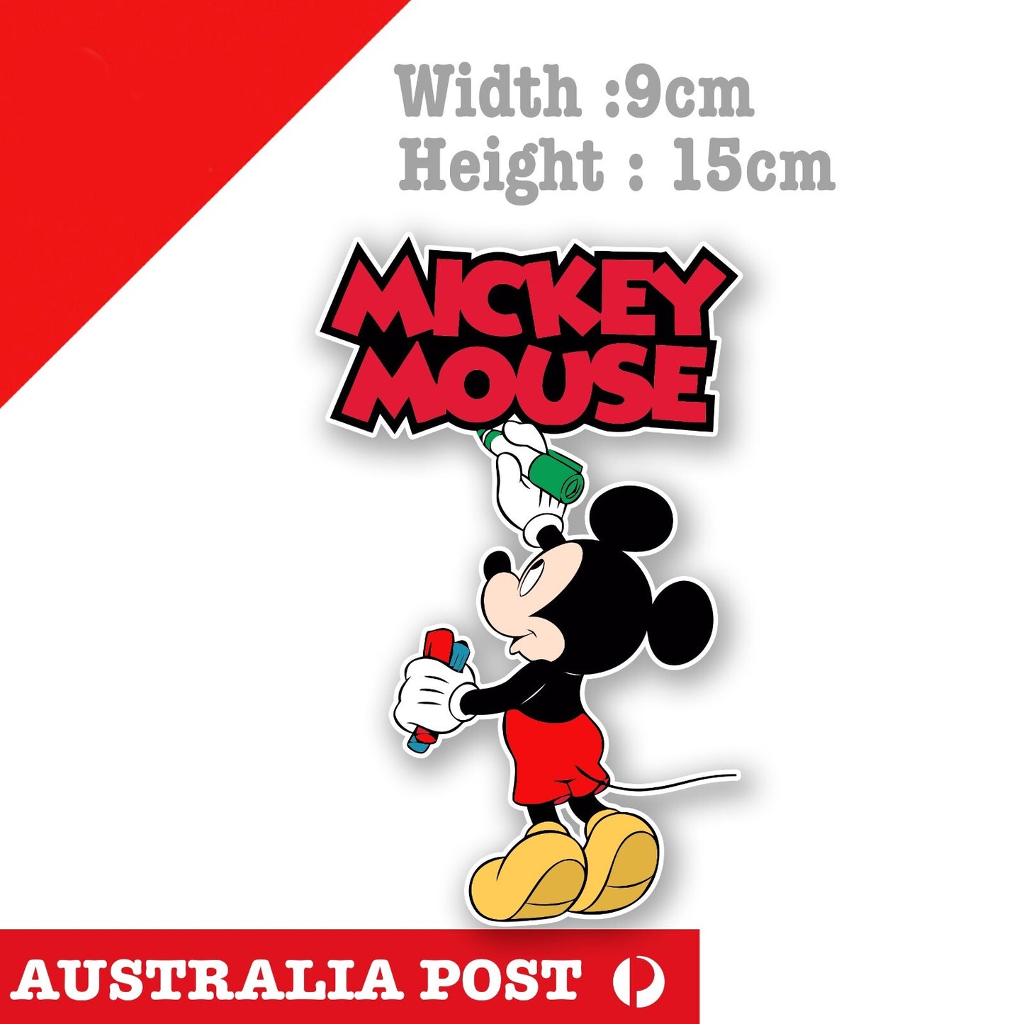 DISNEY Mickey Mouse Writing  Funny Cartoon Sticker