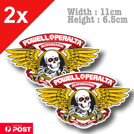 POWELL PERALTA WINGED RIPPER Skull Skateboarding Logo x2 Sticker