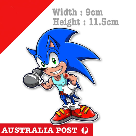 Sonic The Head hog GYM, WORK OUT, Sega, Laptop , Car  Vinyl  Sticker