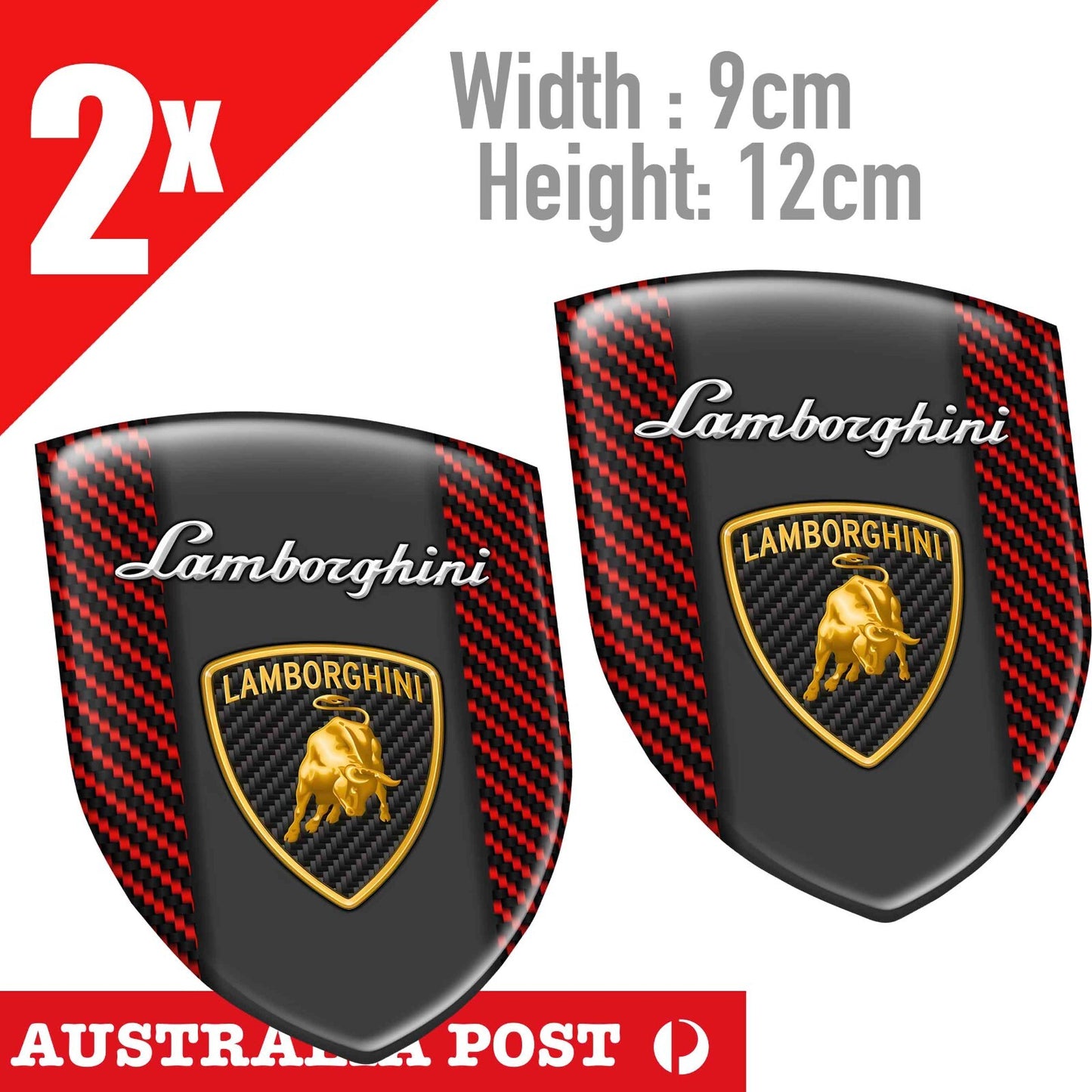Lamborghini Emblem  Red Lines  Logo Red Carbon Sticker