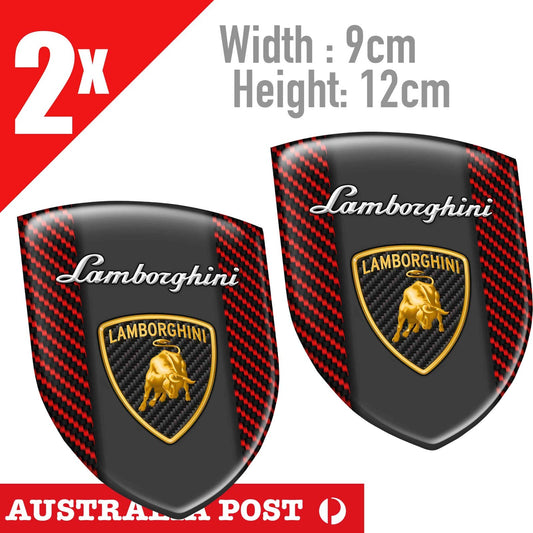 Lamborghini Emblem  Red Lines  Logo Red Carbon Sticker