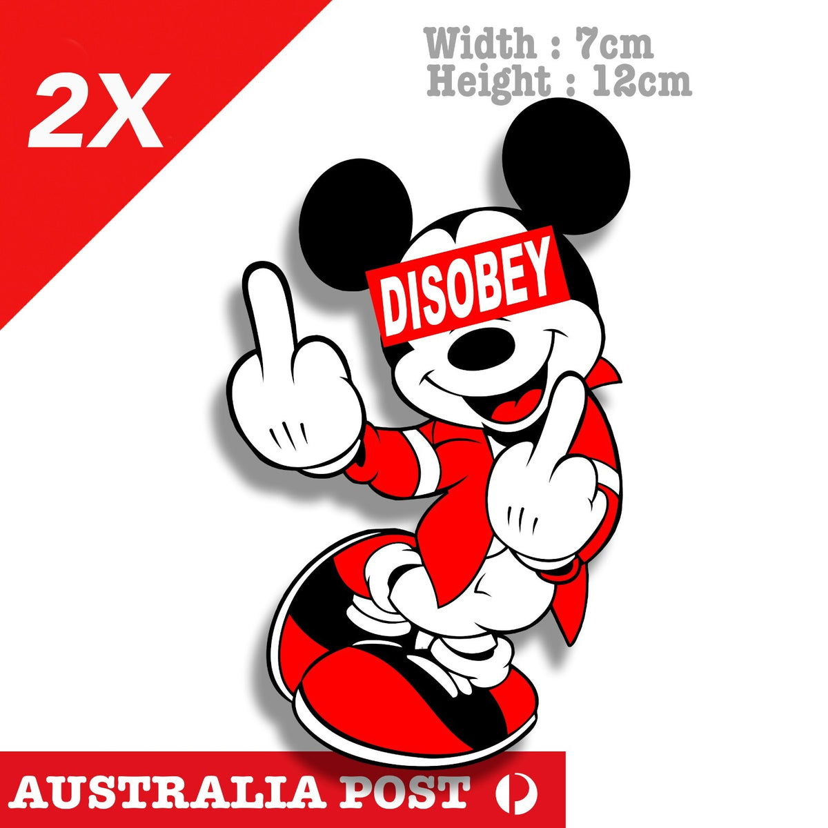 Mickey Mouse Middle Finger Funny Cartoon Character Decal Sticker