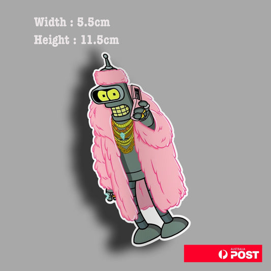 FUTURAMA Bender as Pimp Laptop , Car  Decal Sticker 