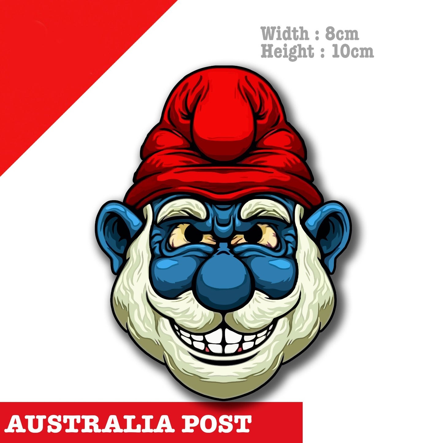 Zombie Papa Smurf Head, Blue Smurfs Zombie  Sticker