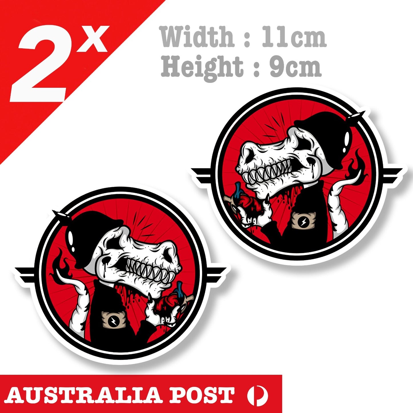 Skull Dinosaur Soldier Badge, Skull, Motorcycle, Car  Sticker