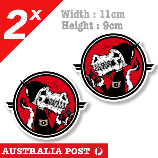 Skull Dinosaur Soldier Badge, Skull, Motorcycle, Car  Sticker