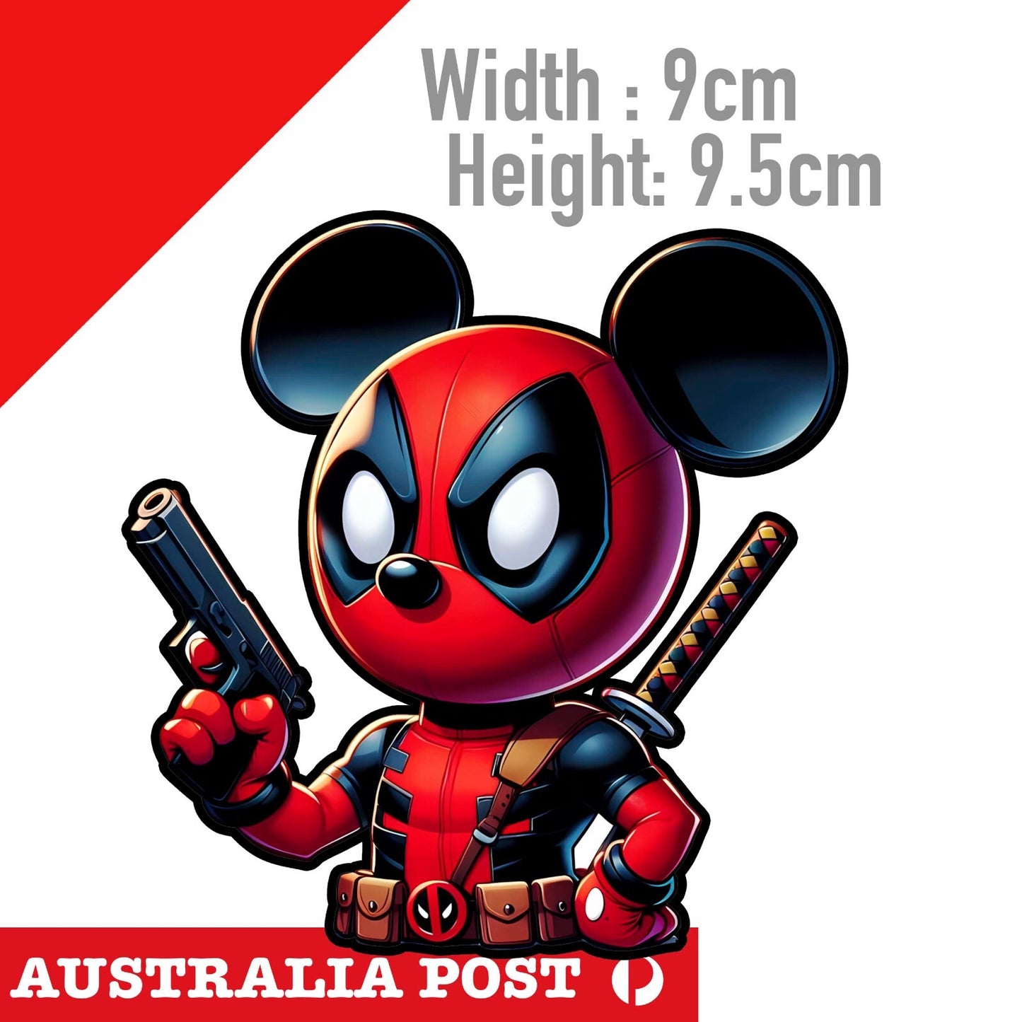 Mickey Mouse as DEADPOOL Funny Cartoon Character Sticker