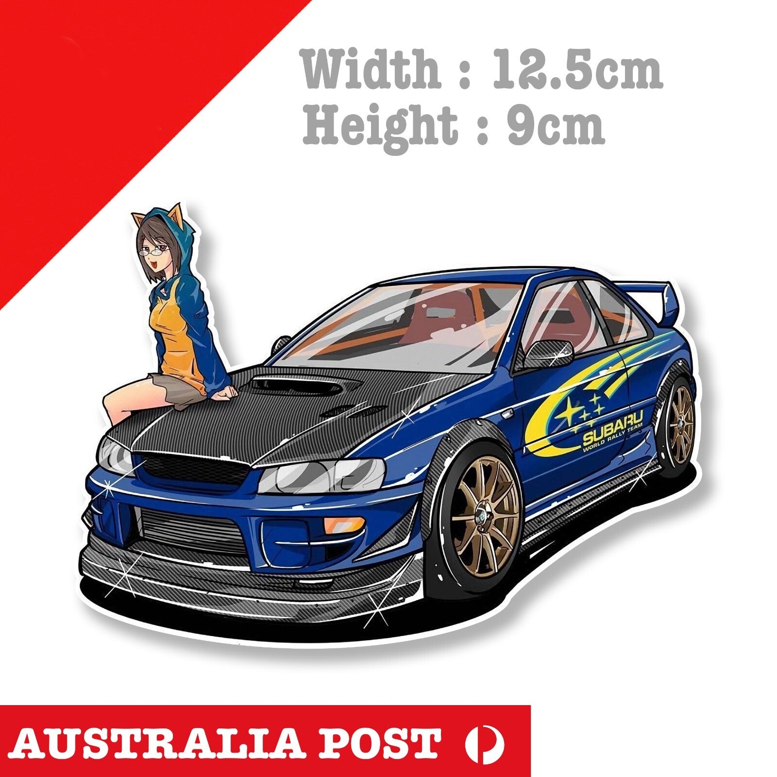 Blue RALLI ART Anime Sexy Girl, Off Road Subaru WRX STI Ralli Car Sticker