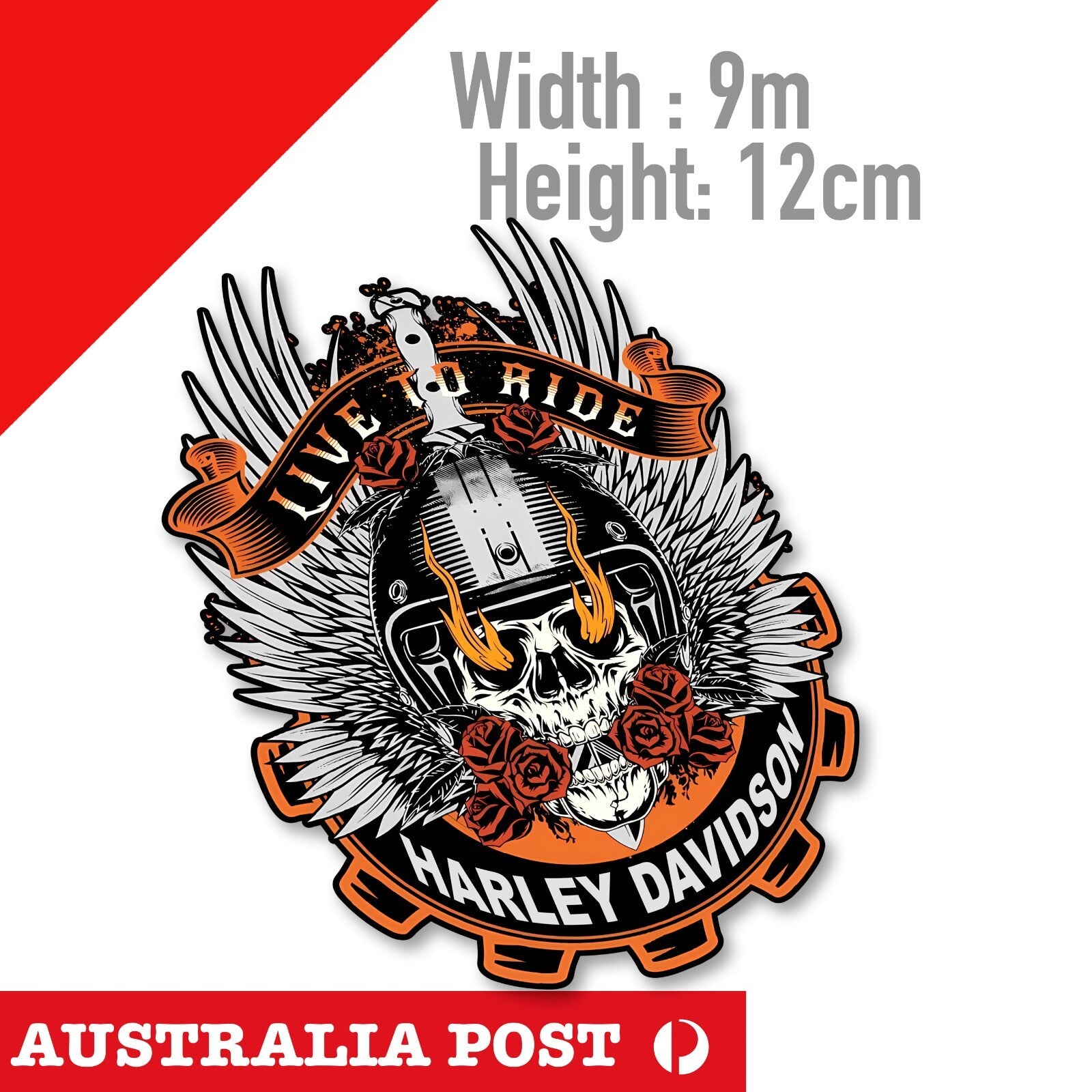 Harley Davidson Skull Rider, Live To Ride Motorcycle, Fuel Tank, Helmet Stickers