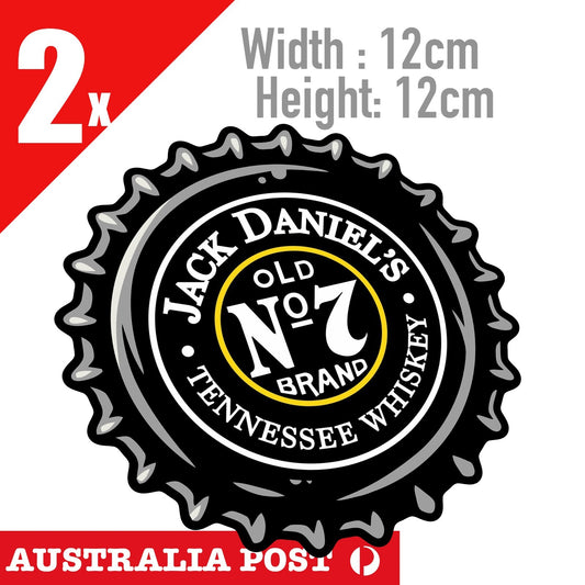 Jack Daniel WHiskey Lid Logo Sticker x 4, Jack Daniel Old No 7 Stickers