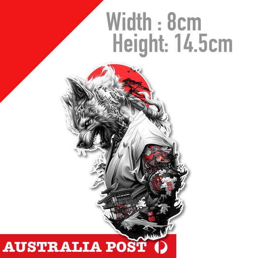 Angry Tattoo White WOLF  Sticker