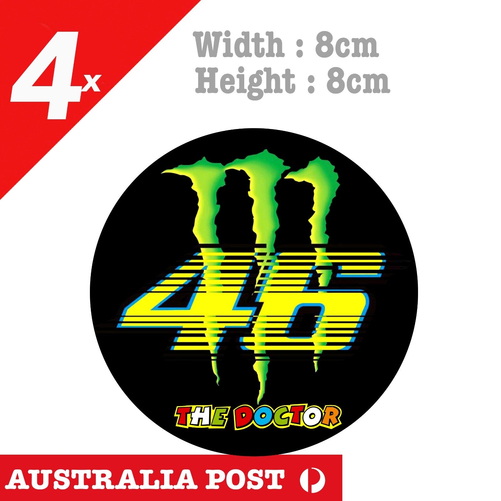 Monster Energy Drink, Valentino Rossi 46 Motorcycle Logo Sticker