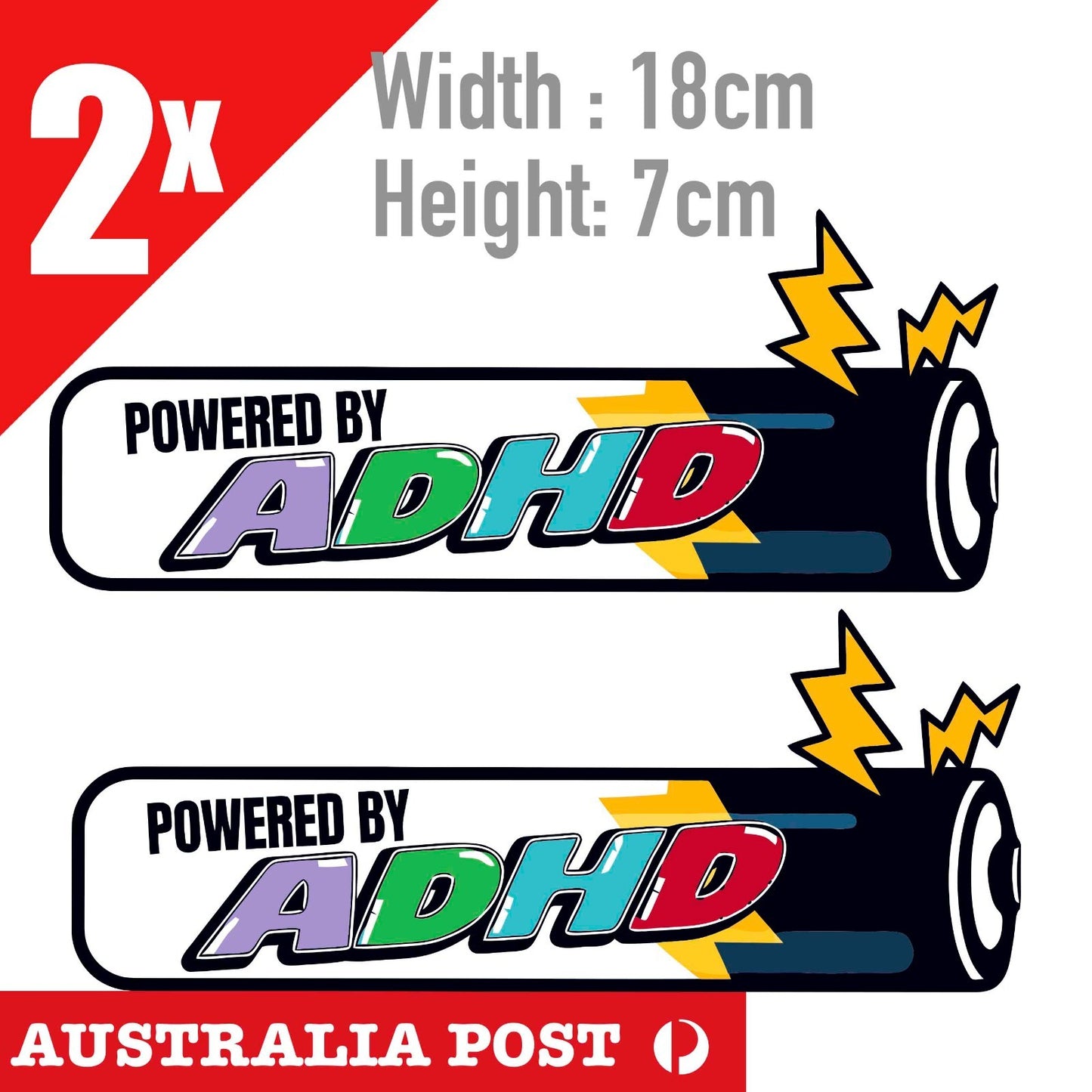 POWER BY ADHD Funny Bike, Motorcycle, Car Sticker